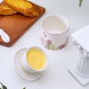 Pot à beurre en céramique rétro pastoral avec couvercle, récipient de rangement pour beurre et fromage pour la décoration de la table à manger - Product Image 3