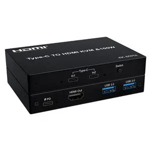 SOFLY adaptor Tipe C ke HDMI/KVM, 4K @ 60Hz HDR-10 mendukung KVM