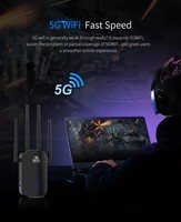 1200Mbps WiFi Genişletici WiFi Tekrarlayıcı Çift Bantlı 5GHz 2.4GHz Sinyal Güçlendirici, 4 Harici Antenli WPS AP Modu LAN Portu