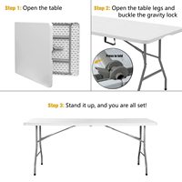 Meistverkaufter Großhandel 6ft Weißer Rechteckiger Bankett-Outdoor-Camping-Kunststoff-Esstisch für Hochzeiten, Partys und Picknicks, Tragbar und Klappbar