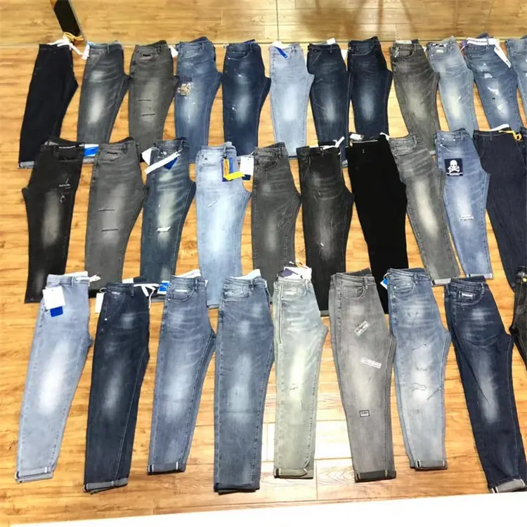 2024 stock cut label newest cheapest good quality mixed denim used men's second-hand Jeans Stock women used jeans wholesale