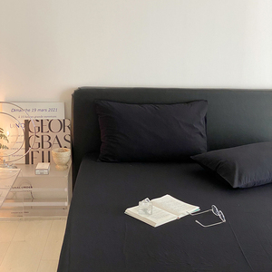 Luxury King-Size Bed <strong>Cover</strong> Set Solid Black Printed Cotton Bedding <strong>and</strong> <strong>Matching</strong> <strong>Curtains</strong> Solid Color Luxury Collection - Product Image 6