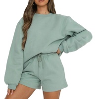 Ensemble 2 pièces de haute qualité pour femmes, sweat-shirt décontracté à col rond et short en tricot d'été, respirant