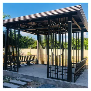 Gazebos gazebo bulat, paviliun, desain baru mewah tahan air Anti-UV atap poly taman gazebo bulat dengan bingkai aluminium papan PC