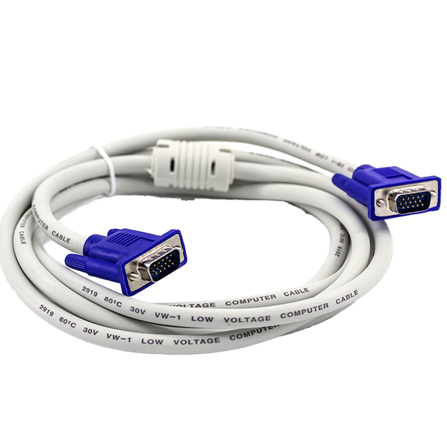 Nickel Plated 3+4 Male-to-Male 15-Pin VGA Cable PVC Jacket Braid Shielding 1080P Resolution 1.5m Computer to Monitor Connection
