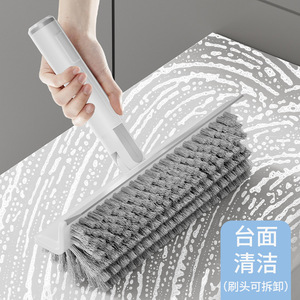Brosse de sol à long manche 2 en 1, grattoir TPR, poils en nylon, outil de nettoyage pour salle de bain - Product Image 4