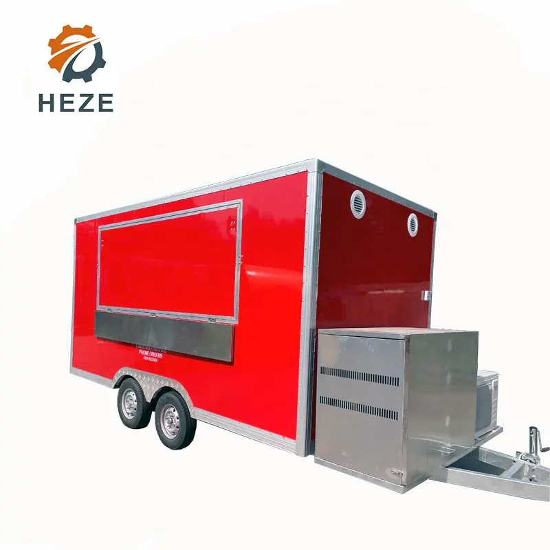 Amerika Standaard Food Truck Met Mobiele Keuken/Wafel Ijs Snoep Pizza Eten Trailer Met Koelkast Freeze