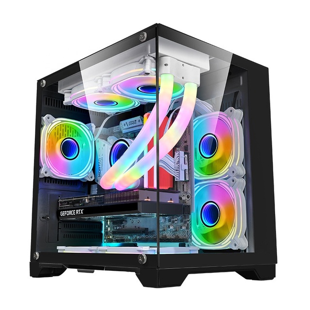 Factory Pc Cpu Cabinet Casing Desktop Integrated Display Chassis M-atx Computer case Towers with Argb Fan 120mm