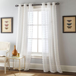 Cortina transparente con pompones de lunares blancos baratos de <span class=keywords><strong>Amazon</strong></span> al por mayor para <span class=keywords><strong>dormitorio</strong></span> y habitación de niños - Product Image 1