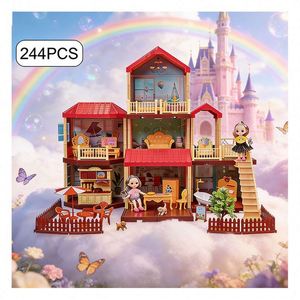 Plastic <b>Doll</b> <b>House</b> for <b>Dolls</b> Big Size <b>Princess</b> Villa with Furniture Books Church Pew Chairs Flower Lights DIY Toy Gift - Product Image 2