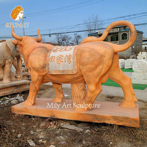 Scultura animale su misura della statua del toro di marmo nero naturale della decorazione esterna di grandi dimensioni - Product Image 5