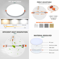 Usine En Gros Librement Réglable Rond Carré En Aluminium 9w 18w 24w 36w Plafond Encastré Smd Led Panneau Sans Cadre Lumière