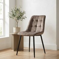 Ensemble de 2 chaises de salle à manger modernes en velours marron, design ergonomique, pieds en métal robustes avec protections pour le sol, pour la maison et le café