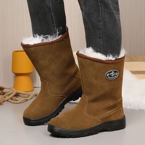 Mengxue Men's High Top Snow <b>Boots</b> Fleece Lined <b>Warm</b> Winter <b>Work</b> <b>Boots</b> Abrasion Resistant Thick Sole Adult Size - Product Image 5