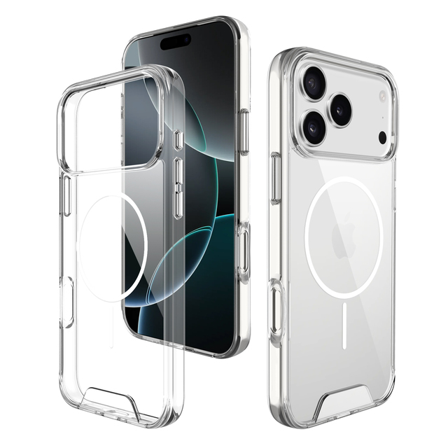 Premium Shockproof Transparent Magnetic Phone Case for iPhone 17 16 15 14 13 12 11 Pro Max Anti-yellow TPU Acrylic Phone Covers