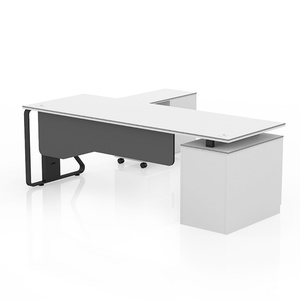 Wholesale L Shaped Executive Desk Modern Furniture Luxury Melamine White Manager <b>Office</b> Desk - Product Image 1