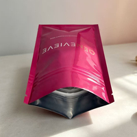 Pochette refermable en plastique avec fermeture éclair en aluminium métallisé à trois côtés avec logo personnalisé pour les produits cosmétiques et de soin de la peau