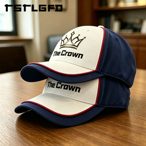 Casquette de golf structurée à 6 panneaux avec logo personnalisé, patch tissé et passepoil rouge contrastant, fermeture snapback simple rangée, vente en gros, fabricant - Product Image 1
