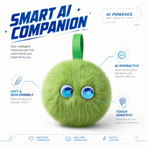 Jouet en peluche intelligent IA GPT Grand Modèle Yeux Bleus Chantant Interactif Multilingue Multicolore avec Lanière - Product Image 2