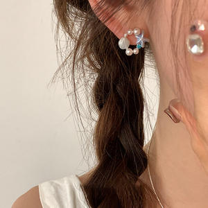 Elegantes Pendientes de Plata de Ley 925 para Niña, Hermosa Forma de Mariposa, Estrella, Concha, Perla, Engaste de Bisel, Joyería de Esmalte - Product Image 6