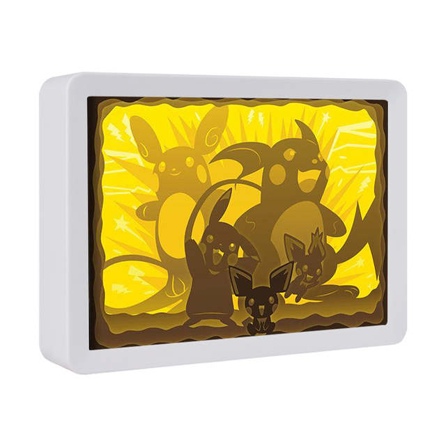 Pocket Monster Pikachu Peripheral Gifts Creative 3D Stereo Light Shadow Paper Carved Lamps Nightlights Decorated Table Lamps
