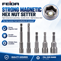 FEIDA Embout de tournevis à douille hexagonale magnétique puissant 48 mm, adaptateur de douille Cr-V 6-13 mm, tige hexagonale 1/4 pouce pour perceuse électrique