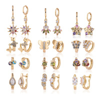Grossiste Bijoux Por Mayor Plaqué Or 18K Boucles d'Oreilles Pendante Femme Créoles Zircon Fin Joaillerie Or Femme