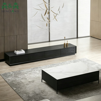 Table basse carrée en bois SLS avec rangement, table centrale moderne, ensemble meuble TV en bois, meuble de salon, unité TV
