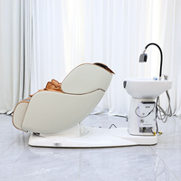Fauteuil de lavage de cheveux multifonctionnel de luxe moderne C100 avec massage corporel complet, bac en céramique réglable pour salon de coiffure