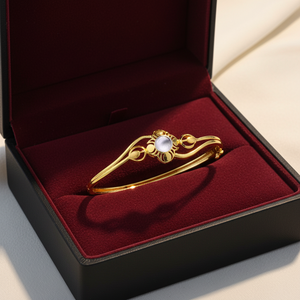 Gold Plated Floral Kada <b>for</b> <b>Women</b> Elegant Designer Slim <b>Bracelet</b> Stylish Lightweight Fashion Bangle - Product Image 2