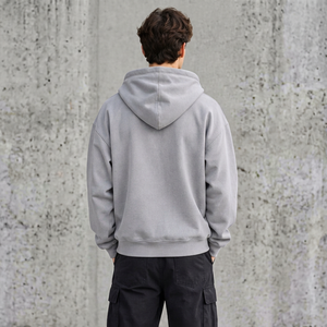 Sudadera con capucha completa con cremallera para hombre y mujer, gris liso, informal, con capucha, logotipo personalizado, sudadera con capucha en blanco, chaqueta con cremallera al por mayor - Product Image 3