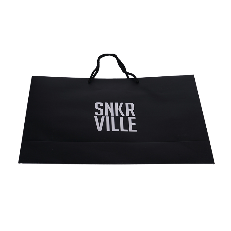 Hot shopping boutique paper bag mini clothes party black luxury gift custom logo paper bag with handle