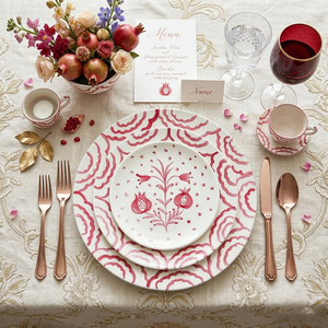 Assiettes en céramique peintes à la main rouges <span class=keywords><strong>et</strong></span> blanches en gros, <span class=keywords><strong>service</strong></span> de vaisselle en porcelaine vintage romantique pour la restauration <span class=keywords><strong>et</strong></span> les mariages - Product Image 1