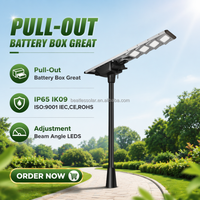 Lampes solaires extérieures étanches IP66 à haute puissance et longue portée, batterie LiFePO4 monocristalline, 100W, éclairage routier tout-en-un LED