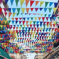 Drapeau de bannière de fanion de couleur de taille personnalisée en gros pour l'ouverture de centre commercial thème de carnaval décoration de fête d'anniversaire fanion