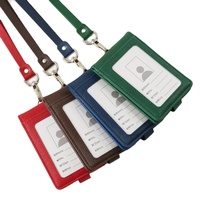 Porte-carte d'identité en cuir véritable de qualité supérieure avec cordon assorti pour les cadres professionnels, les dirigeants et les employés de bureau