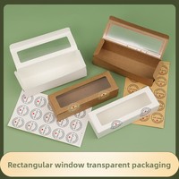Boîte d'emballage pour pâtisserie de type macaron avec fenêtre transparente, qualité alimentaire, en papier kraft blanc et PVC
