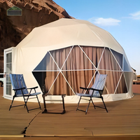 Tente de glamping de luxe, dôme géodésique extérieur avec salle de bain, préfabriquée, quatre saisons, toile PVC, type à armature droite, 2 personnes