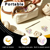 Marqueurs de mailles métalliques fermés de 17 mm, anneaux de suivi de progrès verrouillables pour le tricot et le crochet épais, qualité professionnelle