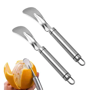 Инструменты для фруктов, нож для резки апельсинов, гаджет из нержавеющей стали, портативный кухонный нож для лимона с изогнутой ручкой, легко чистить Овощечистка грейпфрутом