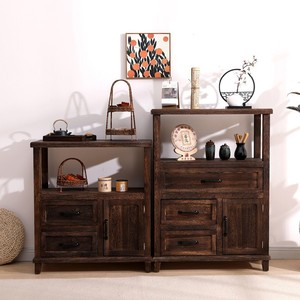 New Chinese style <b>sideboard</b>, American retro solid wood tea cabinet, wall-mounted <b>storage</b> cabinet, multi-functional shelf, can - Product Image 3