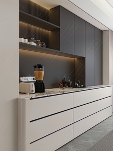 <span class=keywords><strong>Buffet</strong></span> Minimaliste Bicolore Écologique et Durable avec Portes et Tiroirs à Fermeture Douce pour Maison et Appartement Modernes - Product Image 6