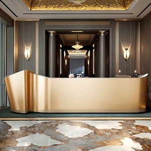 Mostrador de recepción de lujo Hot Gold, diseño moderno para uso en recepción en tiendas de ropa, salones de belleza, hoteles, escuelas - Product Image 4