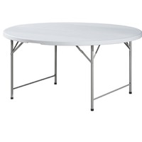 Table ronde pliante en plastique blanc de 120 cm (4 pieds) pour salle à manger, pliable en deux, vente en gros