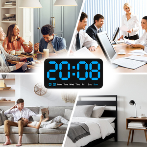 <span class=keywords><strong>Horloge</strong></span> de bureau intelligente géante à LED avec calendrier numérique lumineux à ressort miniature pour chambre à coucher, modèle à insérer de lettres, alarme horaire - Product Image 6