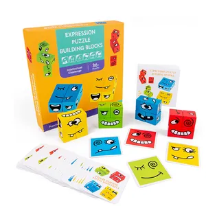 Zhorya Matching Expression Block Puzzlespiel Spielzeug Holz gesicht Ändern Magic Cube