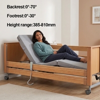 Cama de Hospital Eléctrica Dreamland Wood con Ruedas para Cuidado en el Hogar, Cama Médica para Examen de Pacientes, Ideal para Renovación de Hogares para Personas Mayores