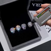 Boucles d'oreilles clous en moissanite couleur D VVS, en argent 925, classiques à 4 griffes, pour femmes, bijoux en gros de 3 mm à 10 mm
