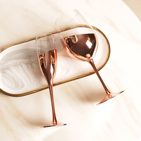 Petite quantité Commande de vin standard de style cuivre pour Champagne or rose Lustre peint en cristal 500ml Collection de verres sans plomb