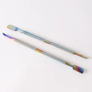 LOW MOQ wholesale price stainless steel rainbow cuticle remove pusher